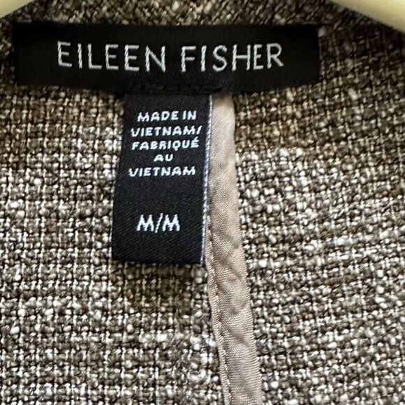 Eileen Fisher Gray Open Front Pockets Midi Business Cardigan Blazer Sweater - Picture 4 of 7